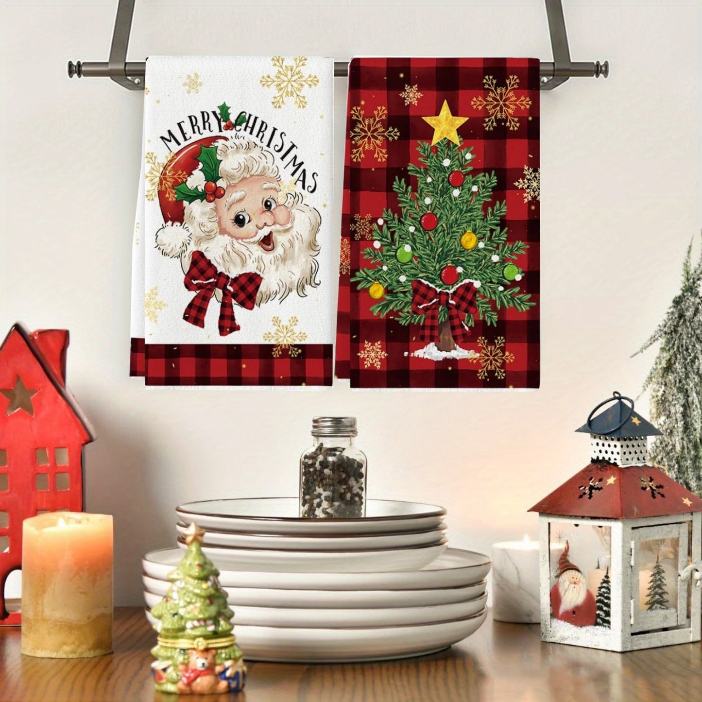 Christmas Kitchen Dish Towels 4-Pack Red