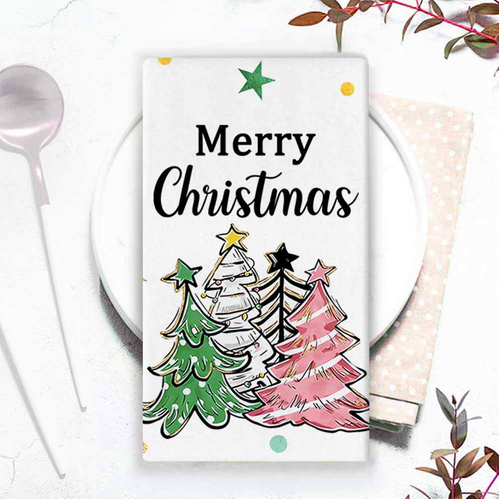 Christmas Kitchen Dish Towels 4-Pack White